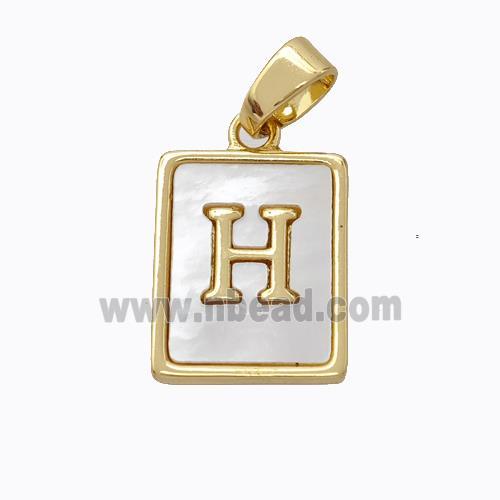 Copper Letter-H Pendant Pave Shell Gold Plated