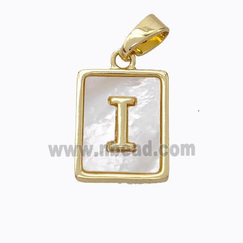 Copper Letter-I Pendant Pave Shell Gold Plated