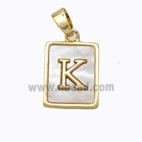 Copper Letter-K Pendant Pave Shell Gold Plated