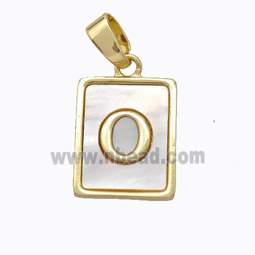 Copper Letter-O Pendant Pave Shell Gold Plated