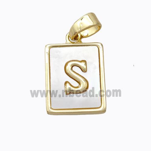 Copper Letter-S Pendant Pave Shell Gold Plated