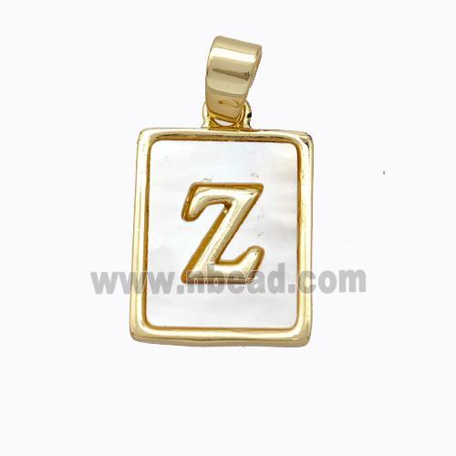 Copper Letter-Z Pendant Pave Shell Gold Plated