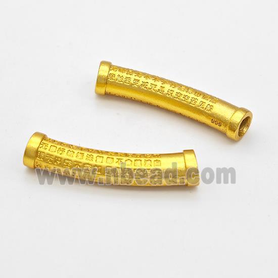 Copper Tube Beads Curving Buddhist Large Hole Gold Plated