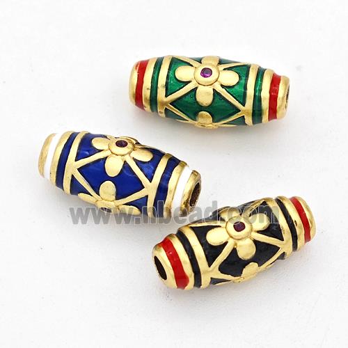 Copper Rice Beads Enamel Gold Plated Mixed