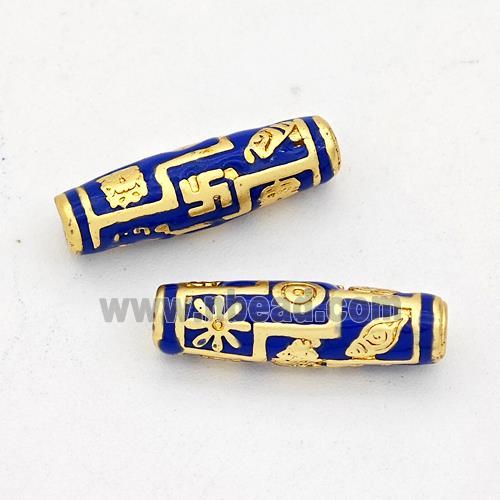 Copper Rice Beads Lapisblue Enamel Gold Plated