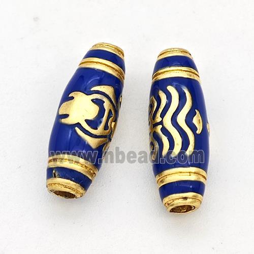 Copper Rice Beads Lapisblue Enamel Gold Plated