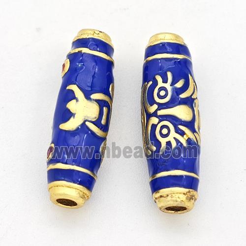 Copper Rice Beads Royalblue Enamel Gold Plated