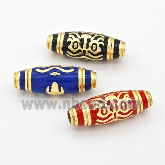 Copper Rice Beads Enamel Large Hole Gold Plated Mixed