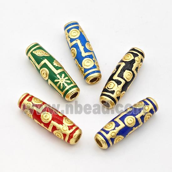 Copper Rice Beads Enamel Large Hole Gold Plated Mixed