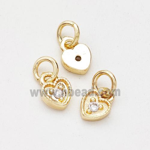 Copper Heart Pendant Pave Zirconia Gold Plated