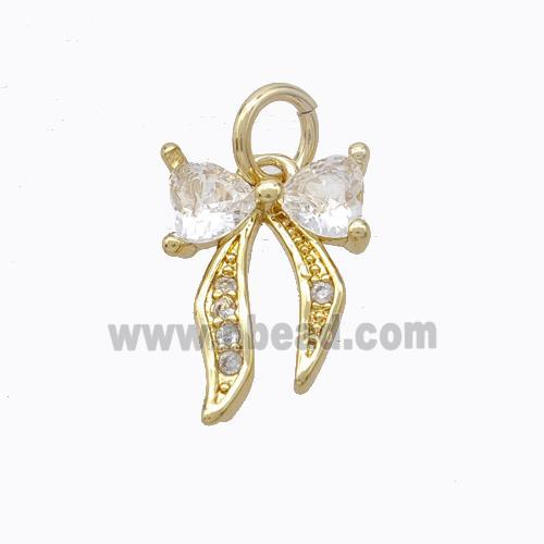 Copper Bow Pendant Pave Zirconia Gold Plated