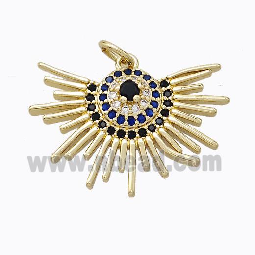 Copper Eye Pendant Pave Zirconia Gold Plated