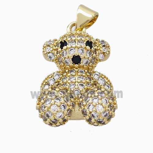 Copper Bear Pendant Micropave Zirconia Gold Plated