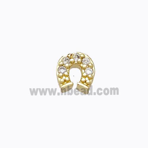 Copper Horseshoe Beads Pave Zirconia Without Hole Gold Plated