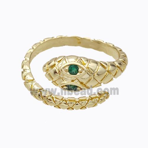 Copper Snake Rings Micropave Zirconia Gold Plated