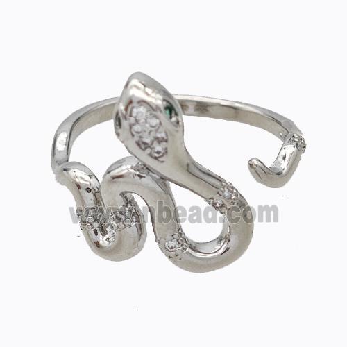 Copper Snake Rings Micropave Zirconia Platinum Plated