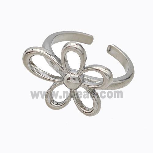 Copper Flower Rings Platinum Plated