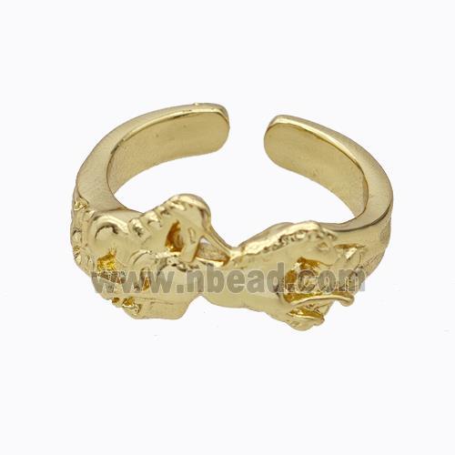 Copper Horse Ring Pegasus Gold Plated