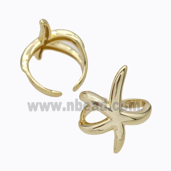 Copper Starfish Rings Gold Plated