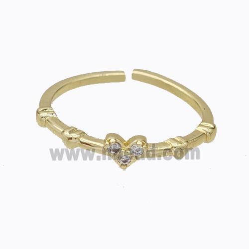 Copper Heart Ring Pave Zirconia Gold Plated