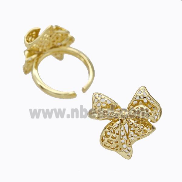 Copper Bowknot Rings Gold Plated