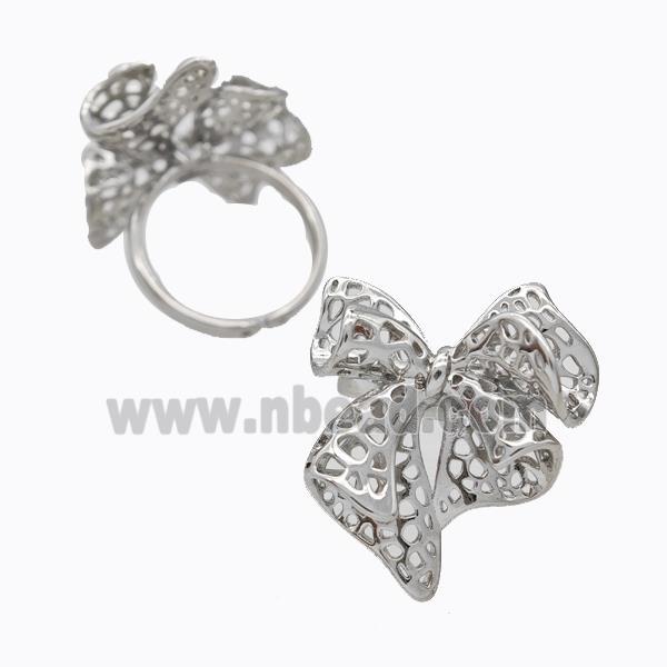 Copper Bowknot Rings Platinum Plated