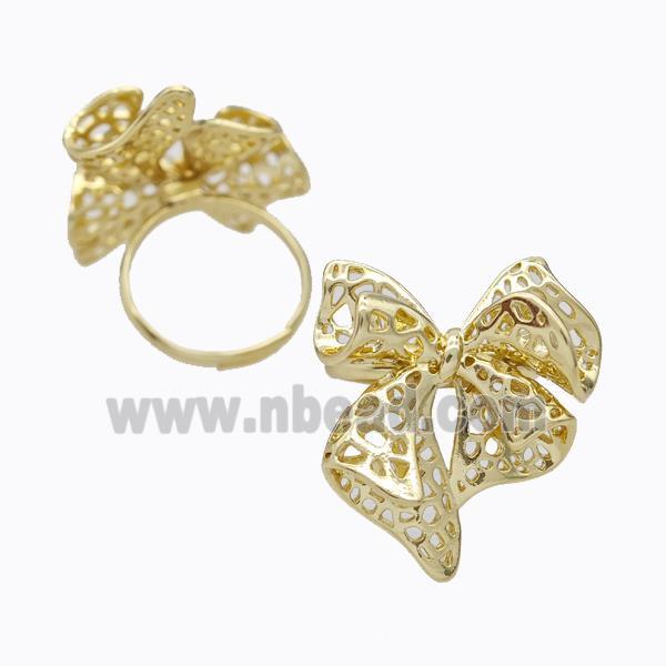 Copper Bowknot Rings Gold Plated