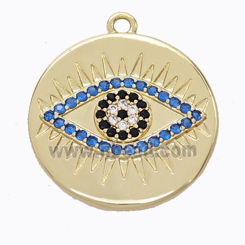 Copper Eye Pendant Micropave Zirconia Circle Gold Plated