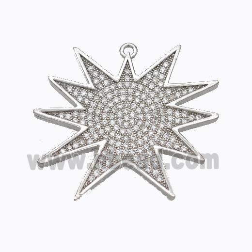 Copper Star Pendant Micropave Zirconia Platinum Plated