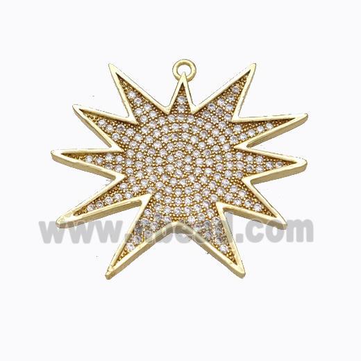 Copper Star Pendant Micropave Zirconia Gold Plated