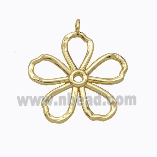 Copper Flower Pendant Hammered Gold Plated