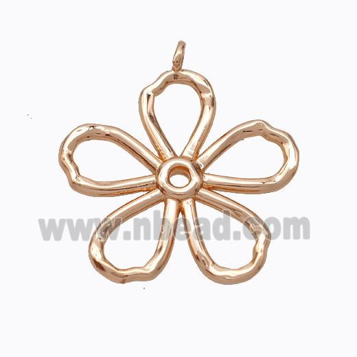 Copper Flower Pendant Hammered Rose Gold