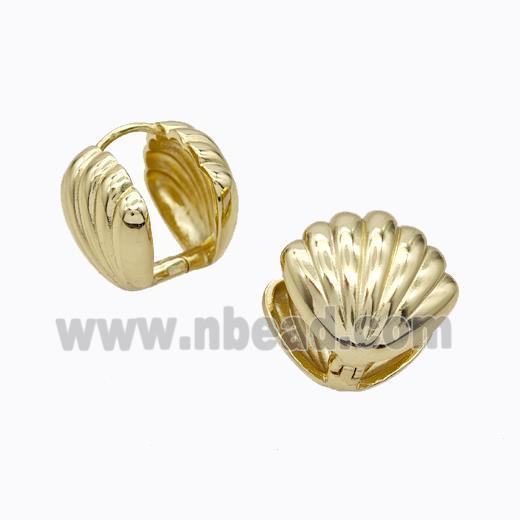 Copper Latchback Earrings Scallop Gold Plated