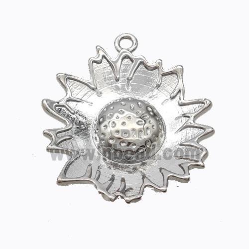 Copper Sunflower Pendant Platinum Plated