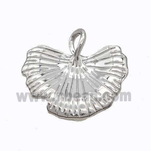 Copper Ginkgo Leaf Pendant Platinum Plated