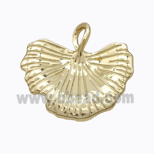 Copper Ginkgo Leaf Pendant Gold Plated