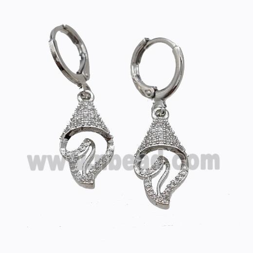 Copper Hoop Earrings Ice Cream Pave Zirconia Platinum Plated