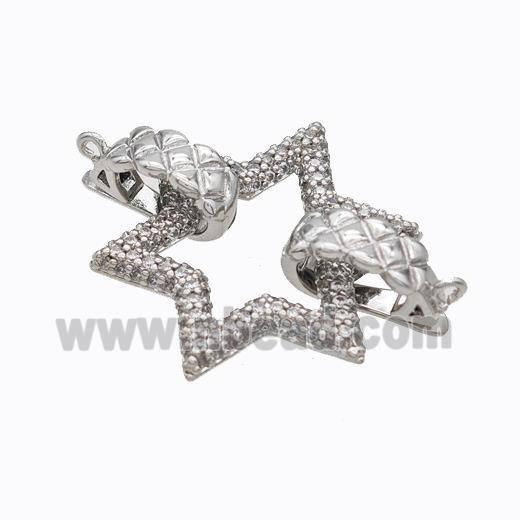 Copper Star Clasp Pave Zirconia Platinum Plated