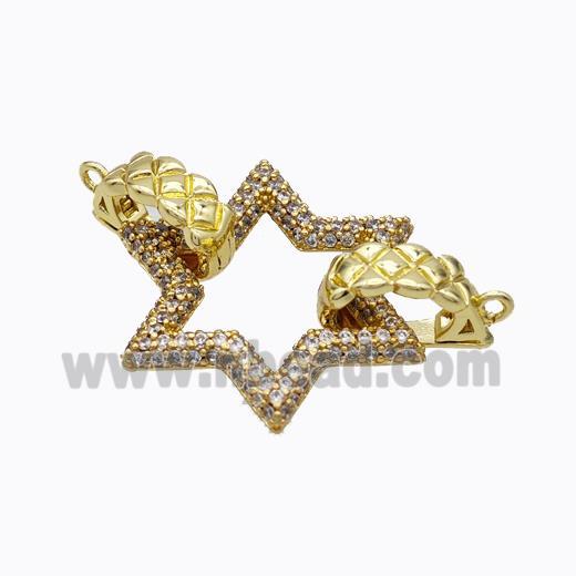 Copper Star Clasp Pave Zirconia Gold Plated