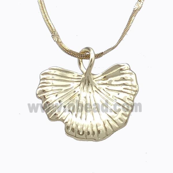 Copper Necklace Ginkgo Leaf Gold Plated