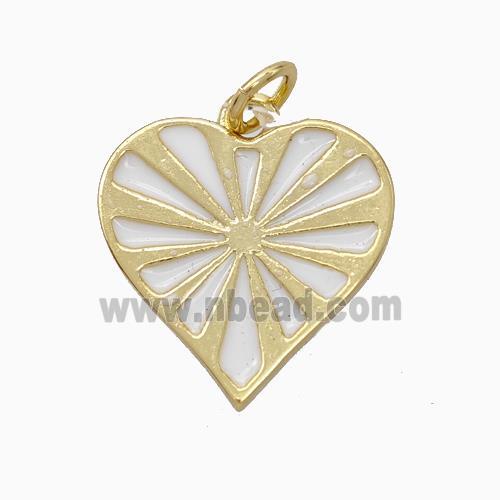 Copper Heart Pendant White Enamel Gold Plated