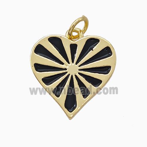 Copper Heart Pendant Black Enamel Gold Plated