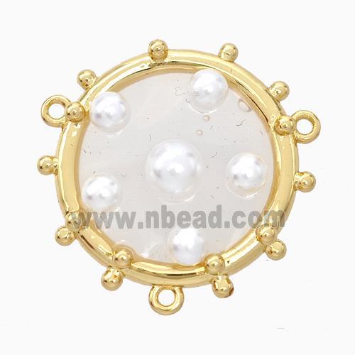 Copper Circle Connector With Pearlized Resin 3loops Gold Plated