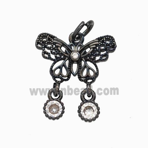 Copper Butterfly Pendant Pave Zirconia Black Plated