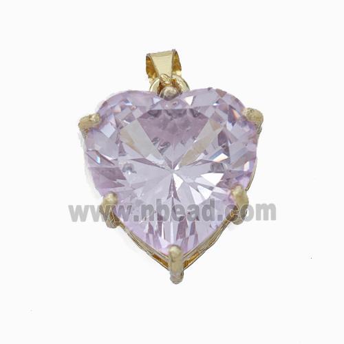 Copper Heart Pendant Pave Crystal Glass Gold Plated