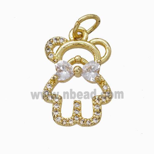 Copper Bear Pendant Micropave Zirconia Gold Plated