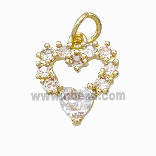 Copper Heart Pendant Pave Zirconia Gold Plated