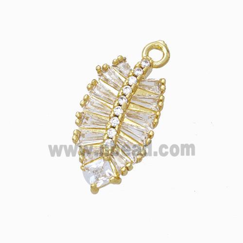 Copper Leaf Pendant Micropave Zirconia Gold Plated