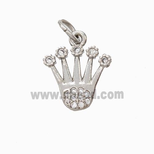 Copper Crown Pendant Micropave Zirconia Platinum Plated