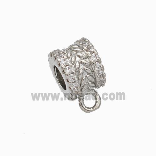 Copper Hanger Bail Micropave Zirconia Platinum Plated